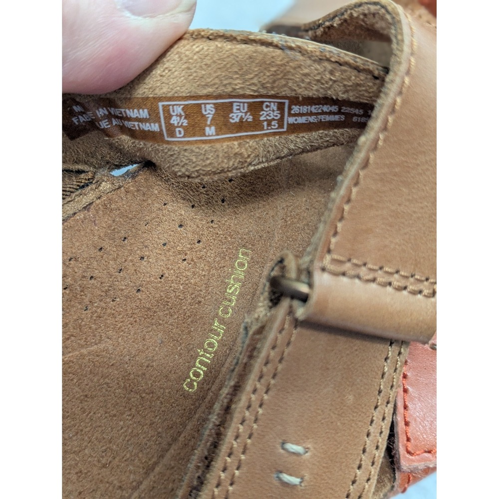 clarks Cecily Slide Tan Combination Sandals Comfort Sz 7 Slip On Leather - Picture 8 of 9